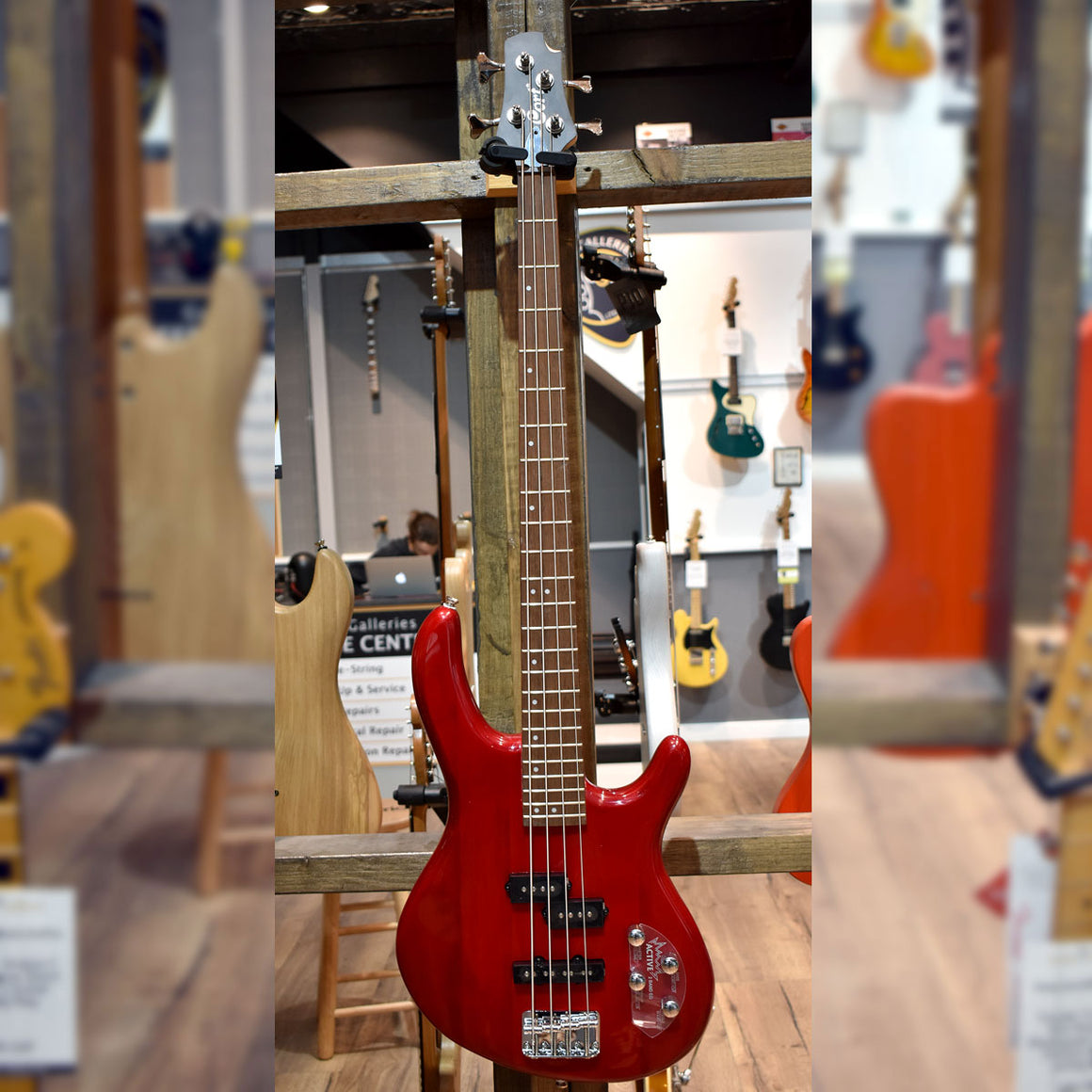 Cort Action Bass Plus Trans Red Electric Bass Guitar