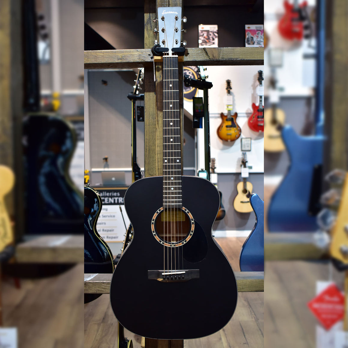 Eastman E2OM-BK Black Acoustic Guitar w/Gig Bag