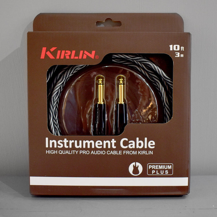 Kirlin Premium Wave Fabric 10Ft Straight To Straight Black Instrument Cable