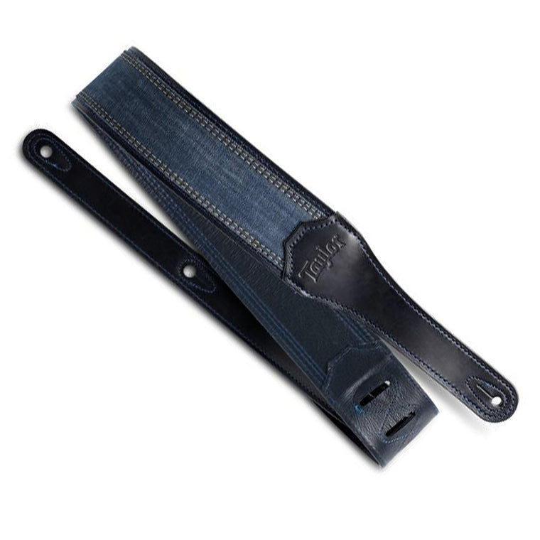 Taylor Guitar Strap Blue Denim Navy Leather Edge 2.5"