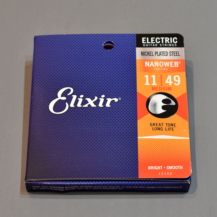 Elixir 11-49 Medium Nickel Plated Steel Nanoweb Coated Electric Guitar Strings