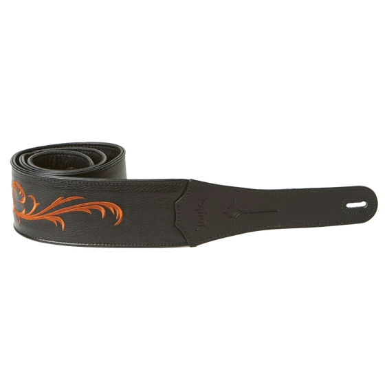 Taylor Guitar Strap Nouveau 3" Embroidered Leather - Black