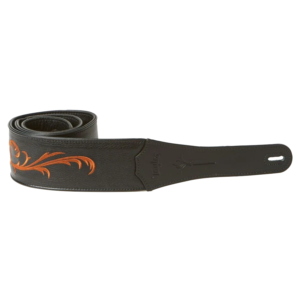 Taylor Guitar Strap Nouveau 3" Embroidered Leather - Black