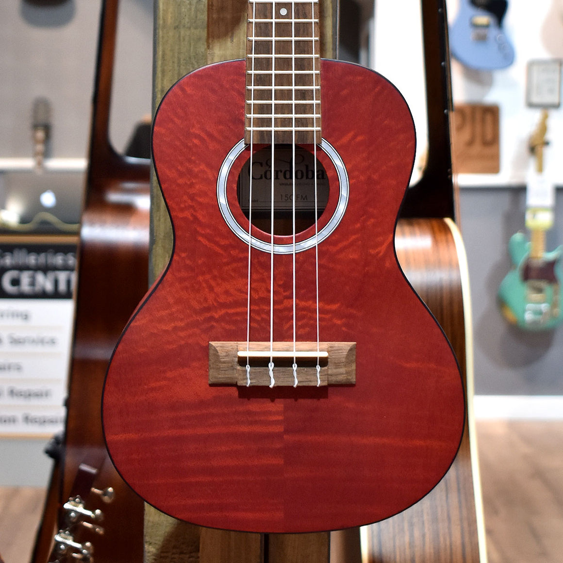 Cordoba 15CFM Concert Flamed Mahogany Rose Red Ukulele