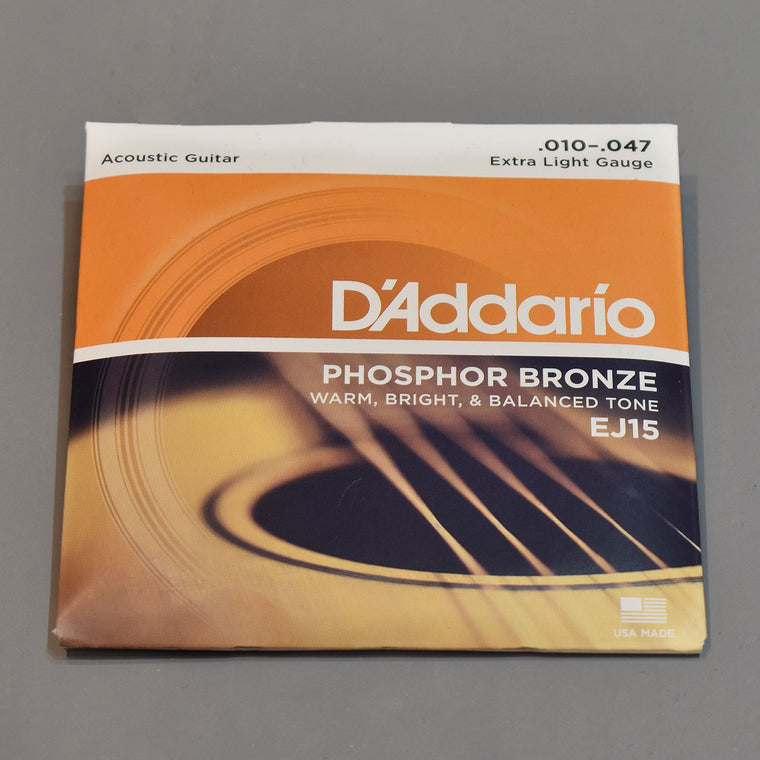 D'Addario EJ15 10-47 Extra Light Phosphor Bronze Acoustic Guitar Strings