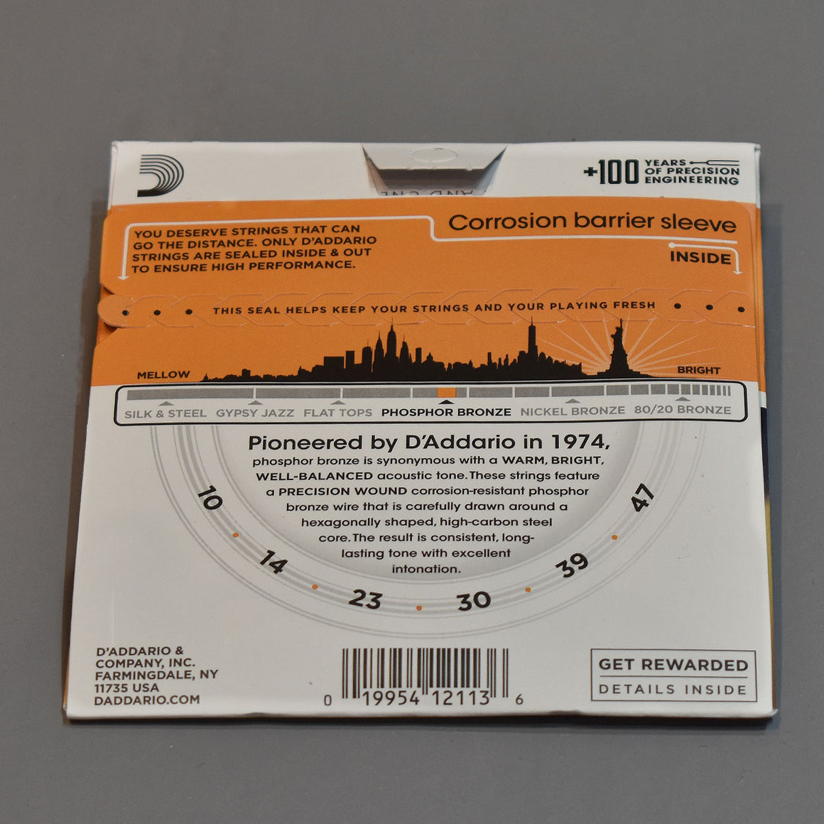 D'Addario EJ15 10-47 Extra Light Phosphor Bronze Acoustic Guitar Strings