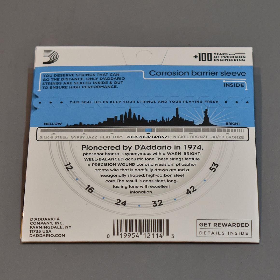 D'Addario EJ16 12-53 Light Phosphor Bronze Acoustic Guitar Strings