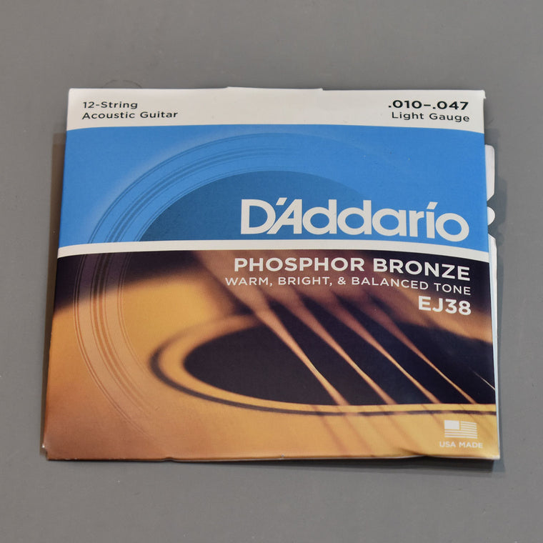 D'Addario EJ38 10-47 12-String Light Phosphor Bronze Acoustic Guitar Strings